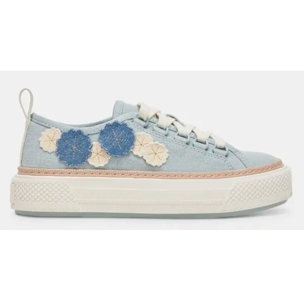 Dolce Vita Robbin Sneakers‎ 8.5 Blue Denim Floral Platform Low Top NWOB $125